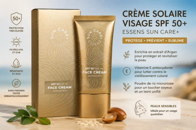 Crème solaire visage SPF 50+ ESSENS avec protection UVA et UVB et actifs anti-âge